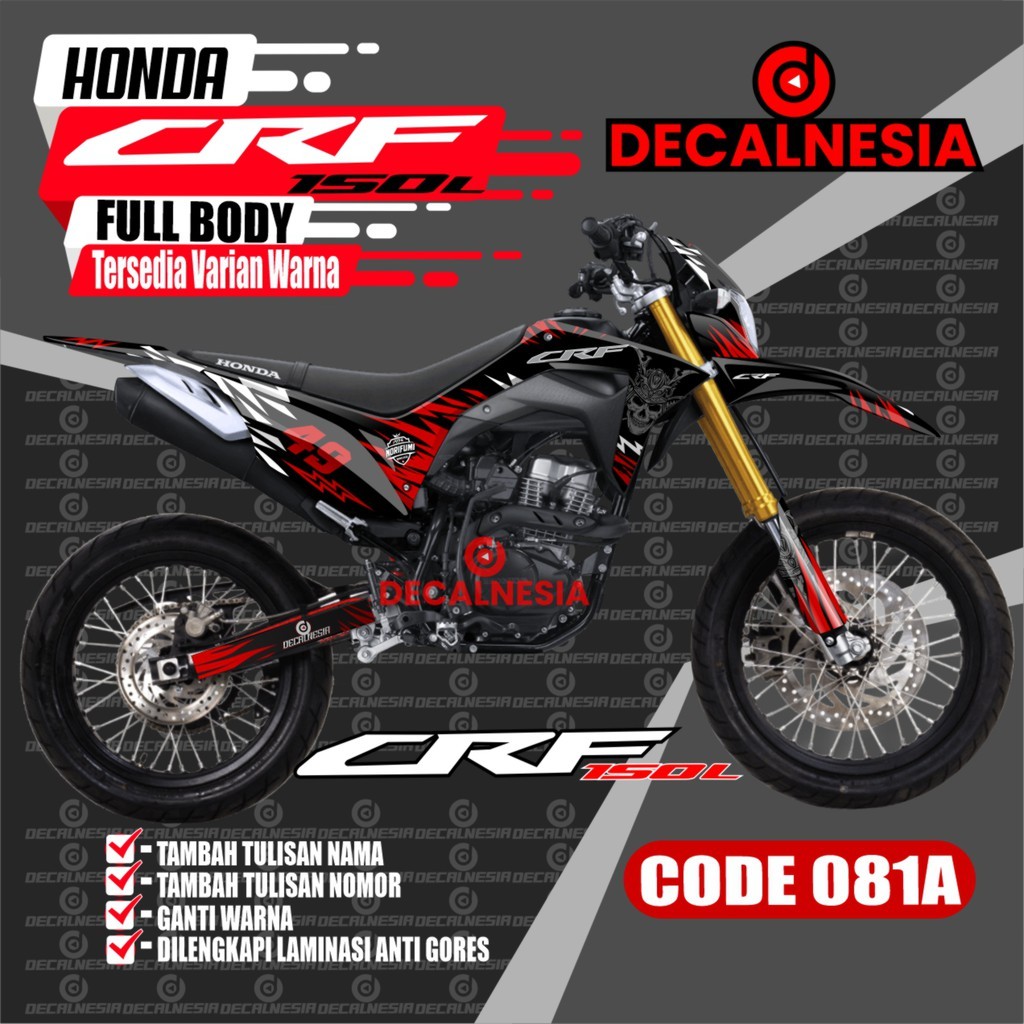 

Decal Stiker Motor Honda CRF 150 L Variasi Aksesoris Sticker Full Body