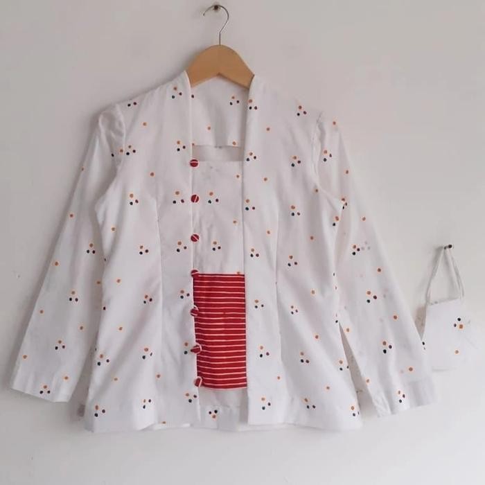 

Kebaya Kutubaru Jumputan Line Kebaya Kondangan Kebaya Wisuda Hijab - Putih PB 65, XS