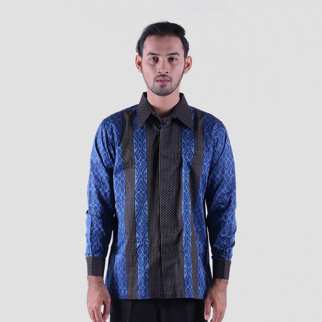 Baju Batik BHS Excellent Warna Biru Hitam 01