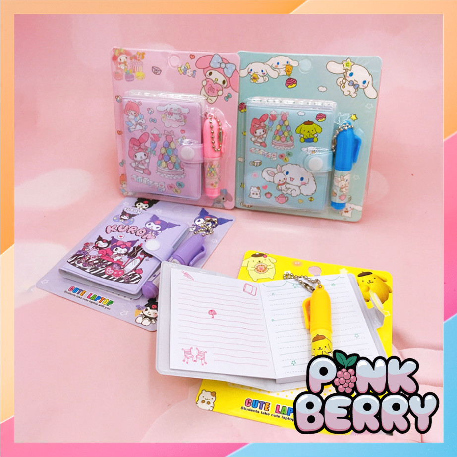 

PINK BERRY S6146 Set Memo Diary Motif Mini Klip Cute Mini Note Book 2 in 1 Note Book and Pen Buku Diary Kancing