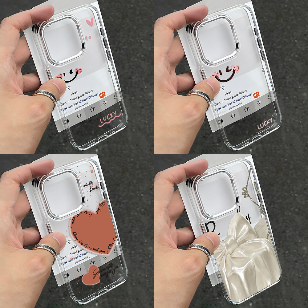 Busur Putih Casing Lembut Transparan Elektroplating Mewah Kompatibel Untuk Infinix 50i 40i 30i Note 