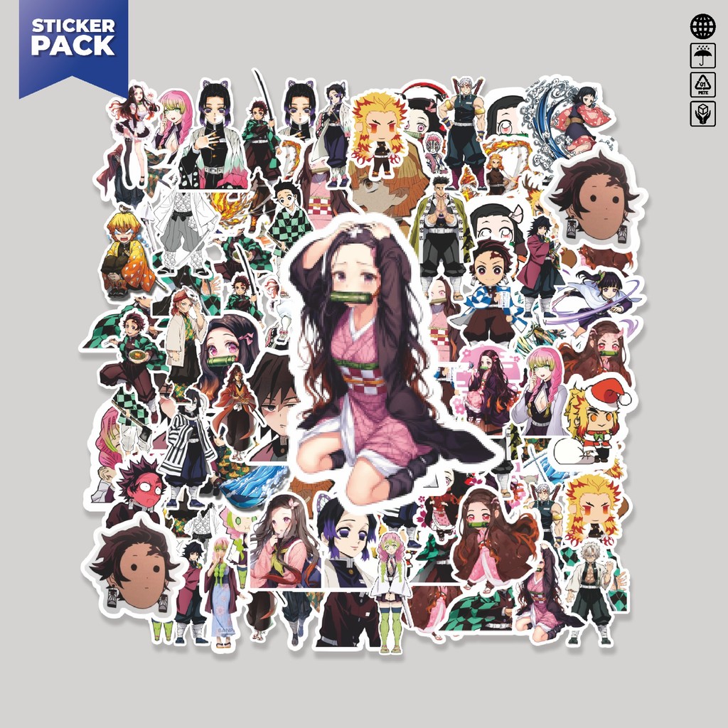 

[100PCS]Stiker Pack Stiker Anime Demon Slayer (Kimetsu no Yaiba) Aesthetic Vinyl Anti Air Dekorasi Sticker Laptop Buku Journal Koper Helm Casing HP Gitar Helm Skateboard