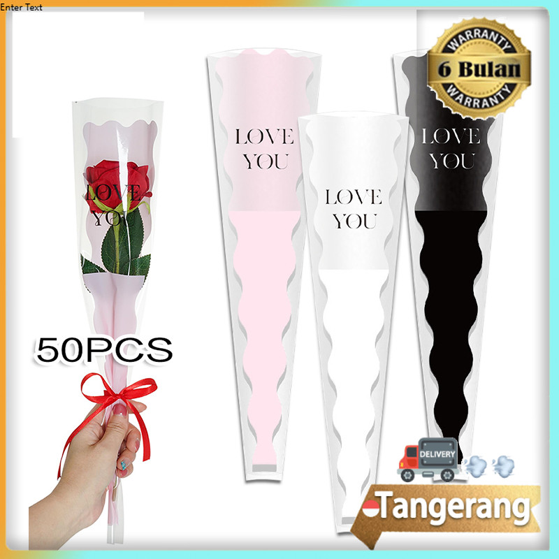 

50 Lembar Clear Rose Sleeve / Kantong Bunga Rose Single / Plastik Bungkus Buket