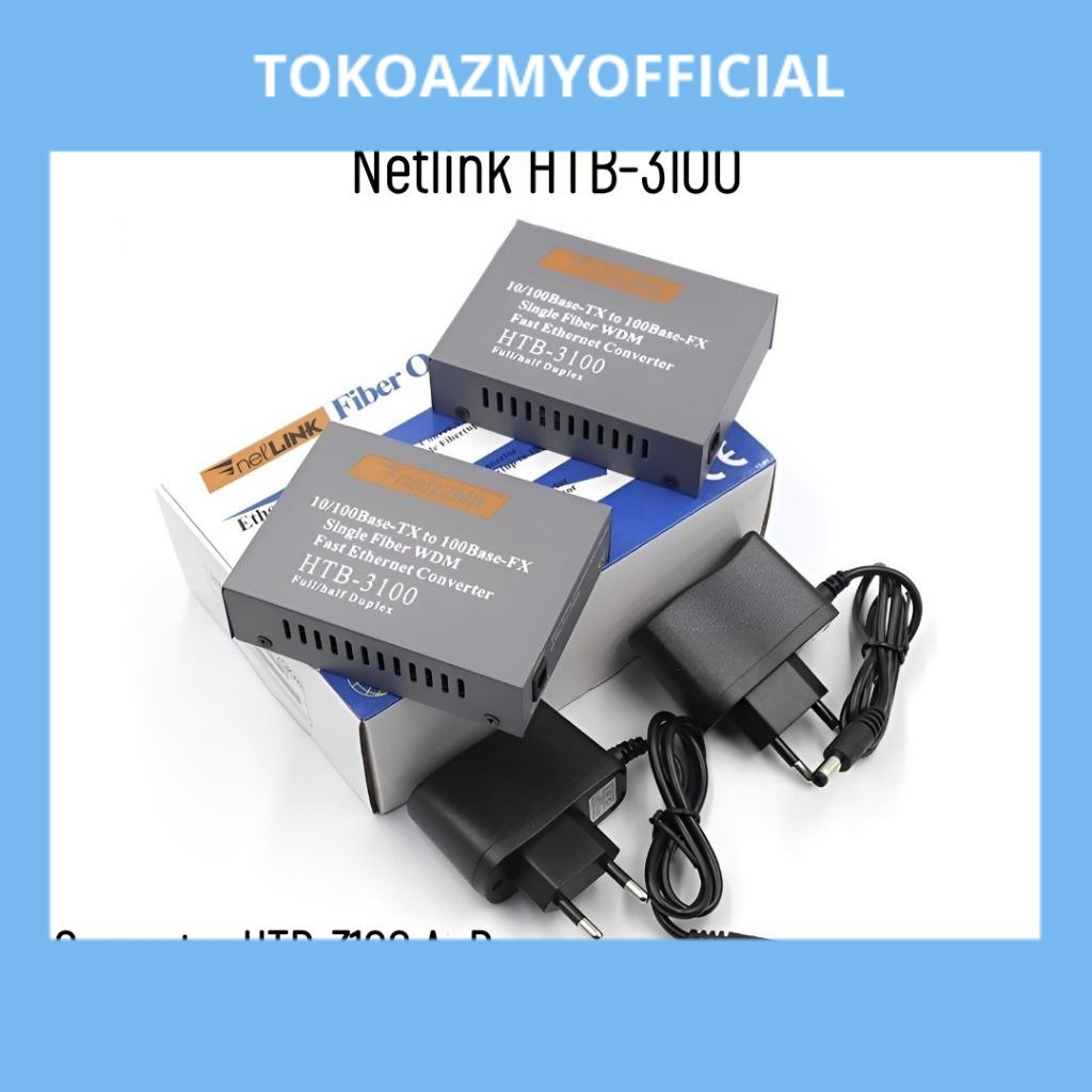 Netlink Eterlink HTB-3100 AB Sepasang Media Converter Fiber Optic FO