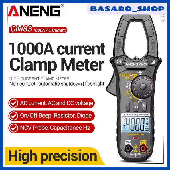 ANENG Clamp Meter Digital Multimeter Multitester LCD Flashlight 1000A - CM83