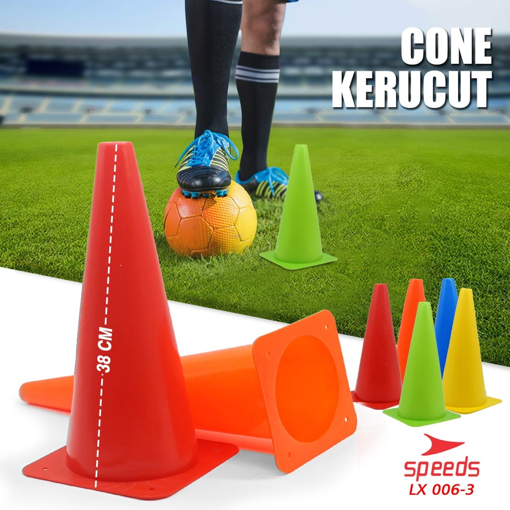 SPEEDS Cone Cones Kerucut Kecil Cone Penanda Bola 38Cm Cone Tanpa Lubang Cone Latihan Bola LX 006-3