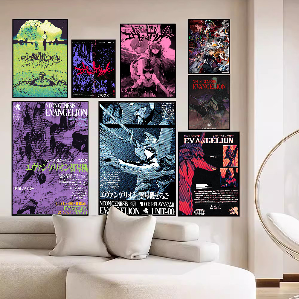 

E-Evangelion Anime Self-adhesive Art Poster Whitepaper Sticker DIY Room Bar Cafe Wall Decor