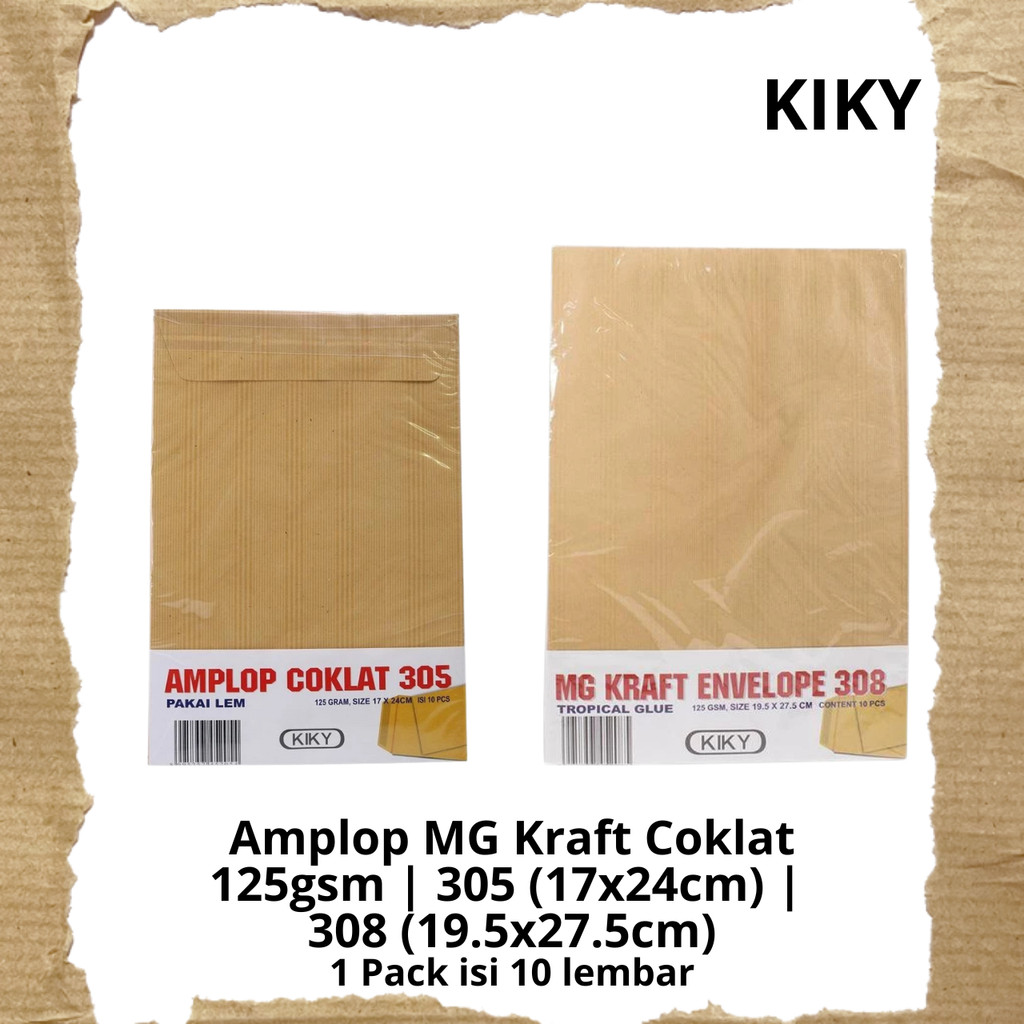 

Amplop Kiky Kraft Coklat Lem 125 gsm 308 305