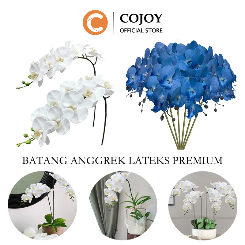 Bunga Artificial Anggrek Latex Premium / Dekorasi Bunga Anggrek Plastik Latex Batang Kuning/Bunga Ar