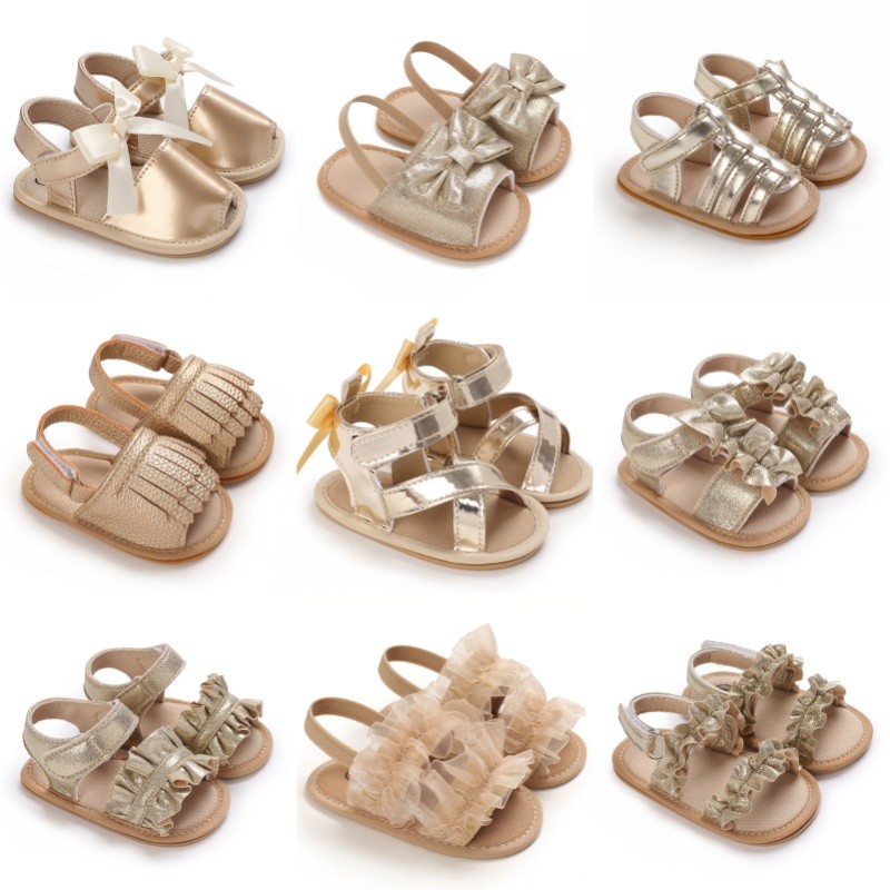 Summer casual sandals with golden theme fashionable and classic baby girl shoes comfortable and non 