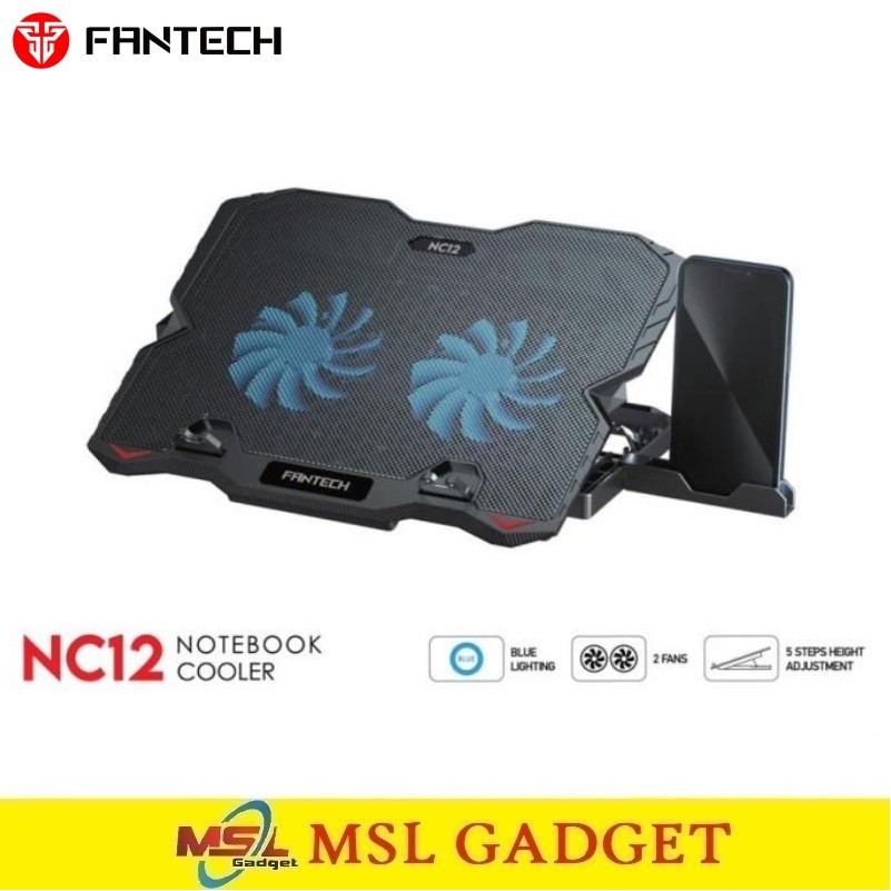 FANTECH NC12 Cooling Pad Notebook Cooler Dudukan Pendingin Laptop With Phone Stand USB HUB
