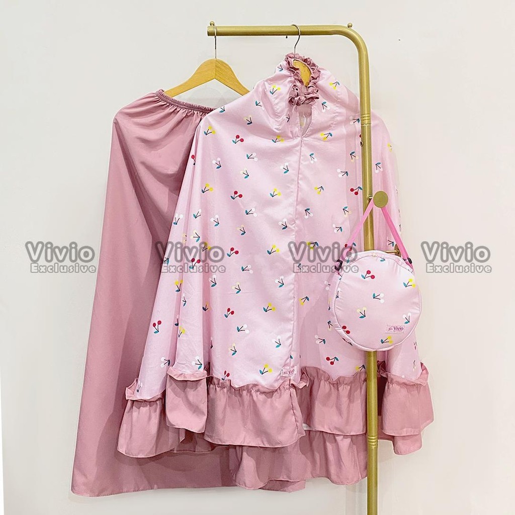 Mukena Anak Karakter Labubu Lucu Resleting Dagu 1 Sampai 3 Tahun Tas Selempang Katun Premium Mukenah