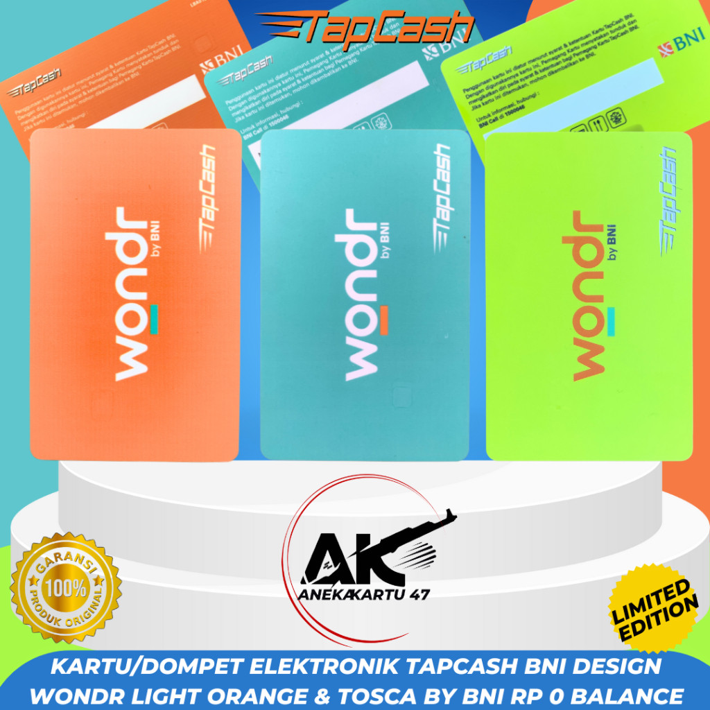 Kartu Tapcash Wondr BY BNI Multitransaksi E-toll KRL MRT Uang Elektronik Original ASLI BANK BNI