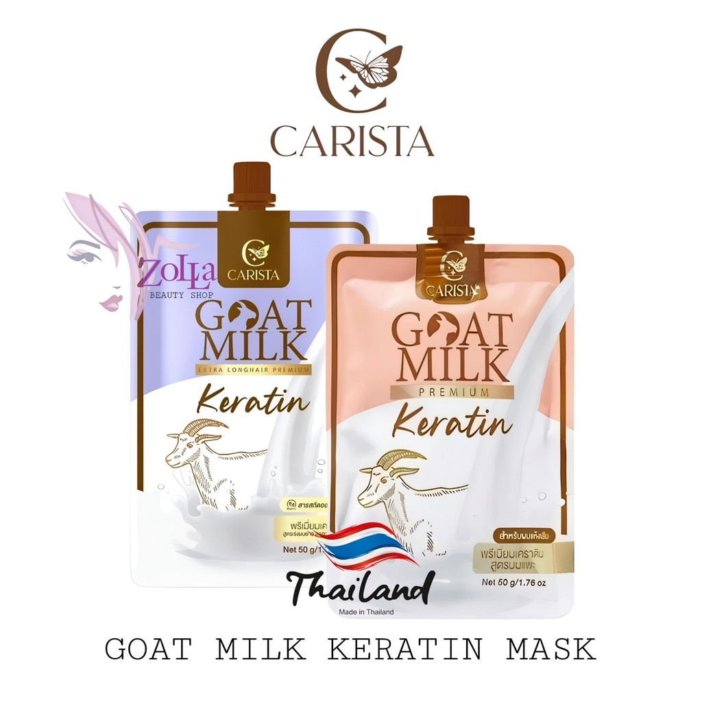 CARISTA GOAT MILK PREMIUM KERATIN EXTRA LONG HAIR MASK 50g - MASKER RAMBUT ORIGINAL THAILAND