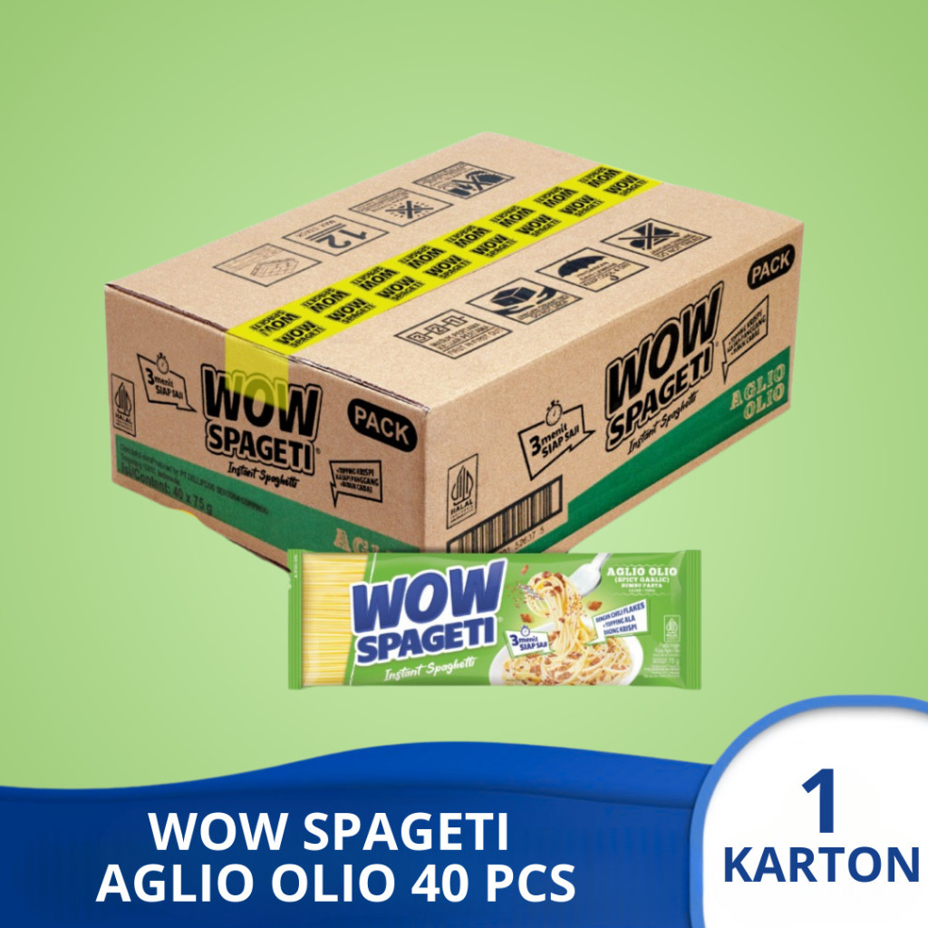 

(1 KARTON) WOW SPAGETI AGLIO OLIO Pasta isi 40 pcs terlaris
