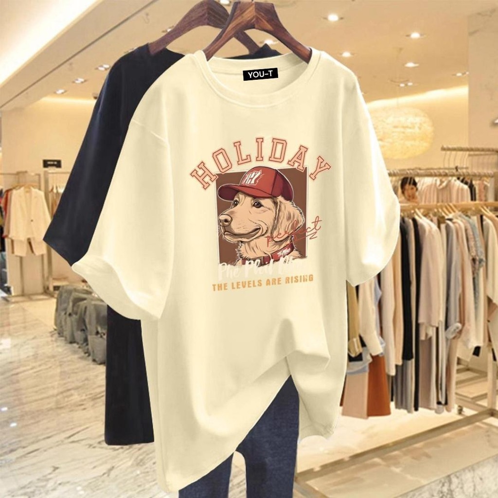 [COD] BASIQUE-Holiday dog/Baju oversize Unisex/Kaos atasan wanita korea style/Baju Kaos Distro Pria/