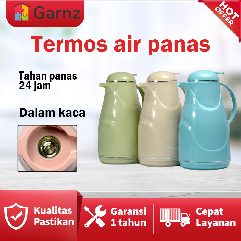 1300ML TERMOS AIR PANAS BAHAN KACA LUAR PLASTIK WATER JUG 1.3 LITER BESAR