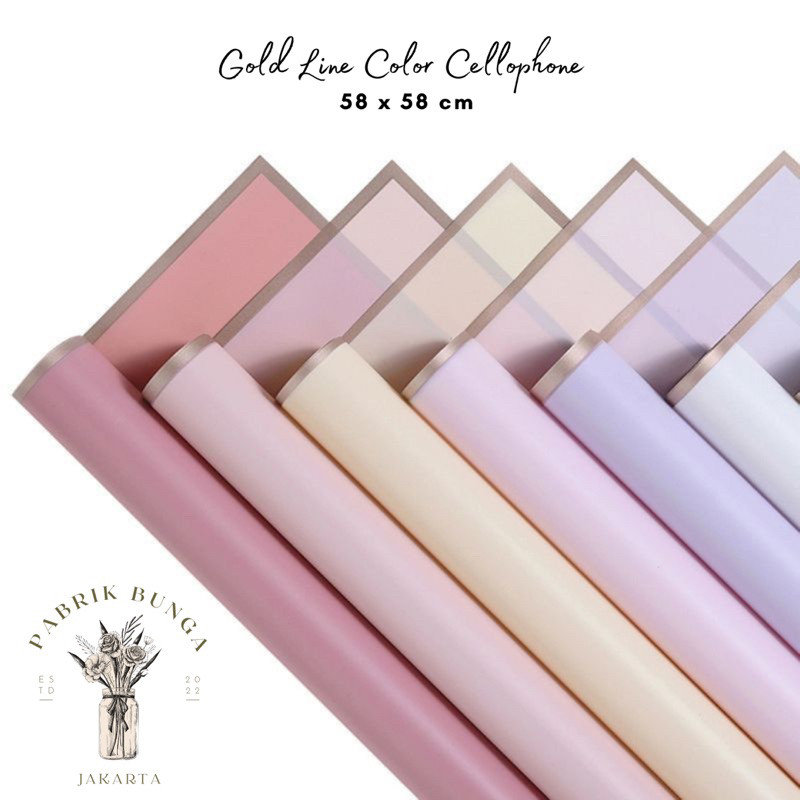 

COD - 20Lembar Kertas Bunga Gold Line Color Cellophane/ Flower Paper List Gold/ Hand Bouquet