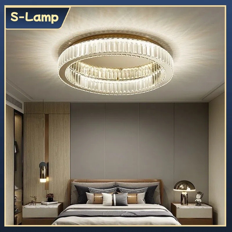 Lampu Gantung Kristal Premium - LED 3 Warna Suhu Cahaya, Lampu plafon untuk ruang tamu dan kamar tid