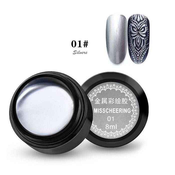 Mischeering painting uv nail gel polish metalic nail art gel polish kutek uv gel gambar metalik gold