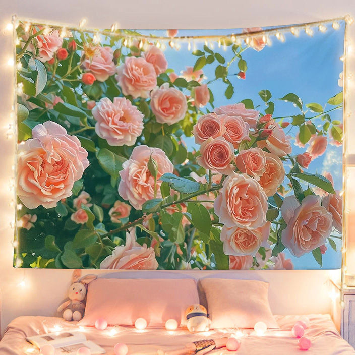 Lukisan bunga pemandangan penyembuhan gaya ins lukisan cat minyak samping tempat tidur sewa kamar ti