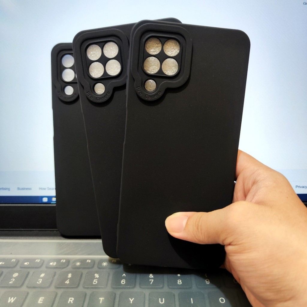 Case Pro Camera Full Black Samsung M12, Samsung M22, Samsung M32 Silikon TPU Pro Camera Hitam Polos