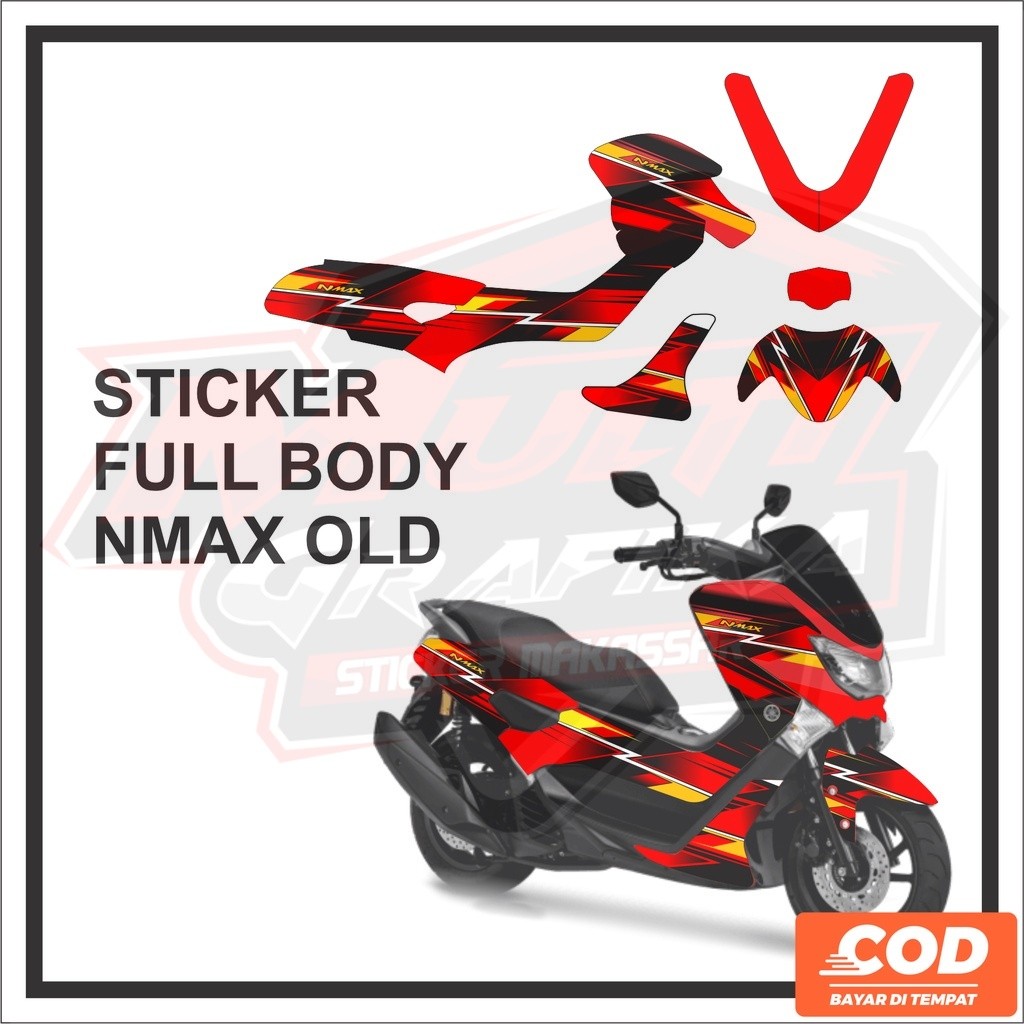 Stiker Decal Motor YAMAHA NMAX OLD Full Body Sticker NMAX Lama Warna Merah Kuning Keren Bisa COD
