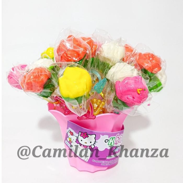 

Lolipop Bunga MAWAR CANTIK Isi 20 Pcs Free Pot Kuning Merah - pink