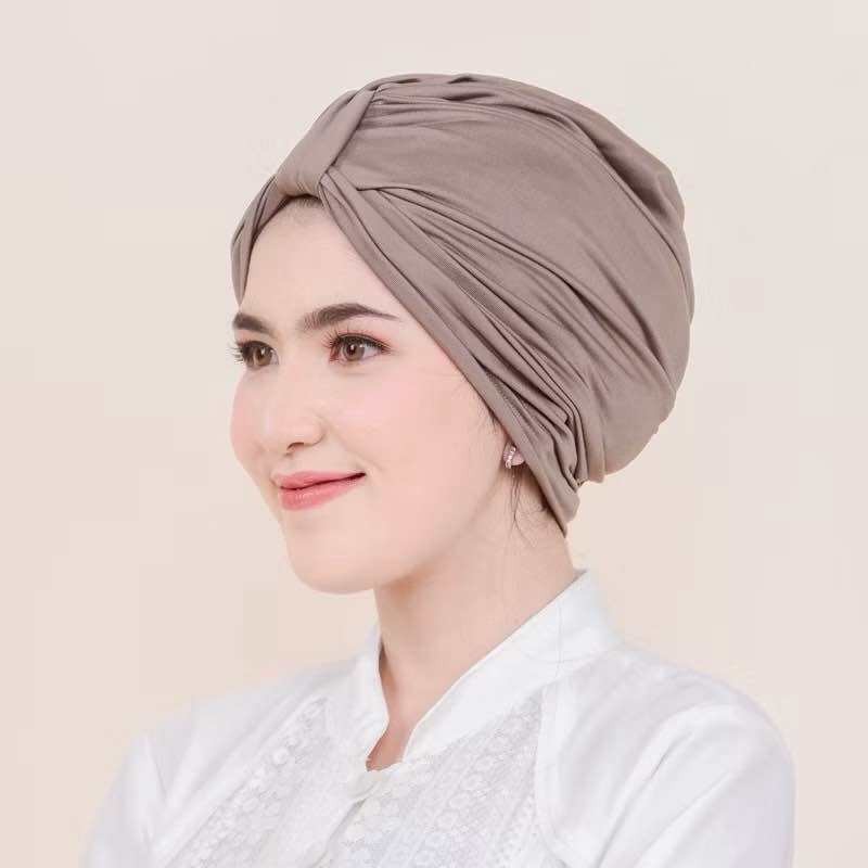 hijabinspo - Turban Instan Jersey Premium Wanita Muslim Kekinian Modern Simpul Depan