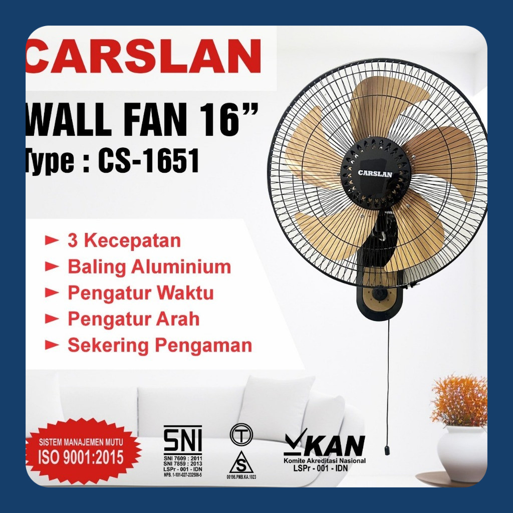 Kipas Angin Tornado Wallfan/ Kipas Dinding Tornado 16inch Carslan CS-1651 kip as