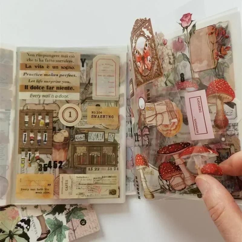 

20 Sheets Vintage PET Sticker Book Diy Diary Decoration Plant Flower Butterfly INS Album Scrapbooking Kawaii Stationery