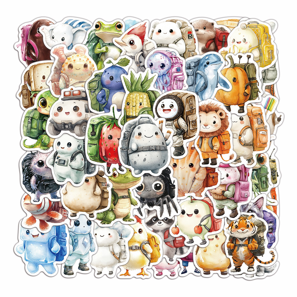 

50PCS Cute Decorations for Characters with Backpacks, Small Animals, Phone Cases, Laptops, Water Cups, Waterproof Stickers