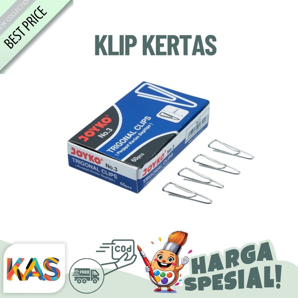 

Klip Kertas Trigonal Clip JOYKO No.3 (25mm) Size Kecil Grosir Murah