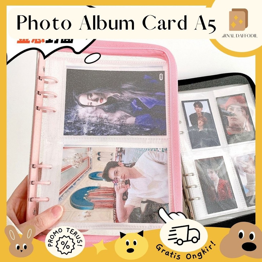 Jurnal Daffodil - Photo Album Card A5 Korean Style Zipper Book Polaroid 3-Inch Photo Loose-Leaf Stor
