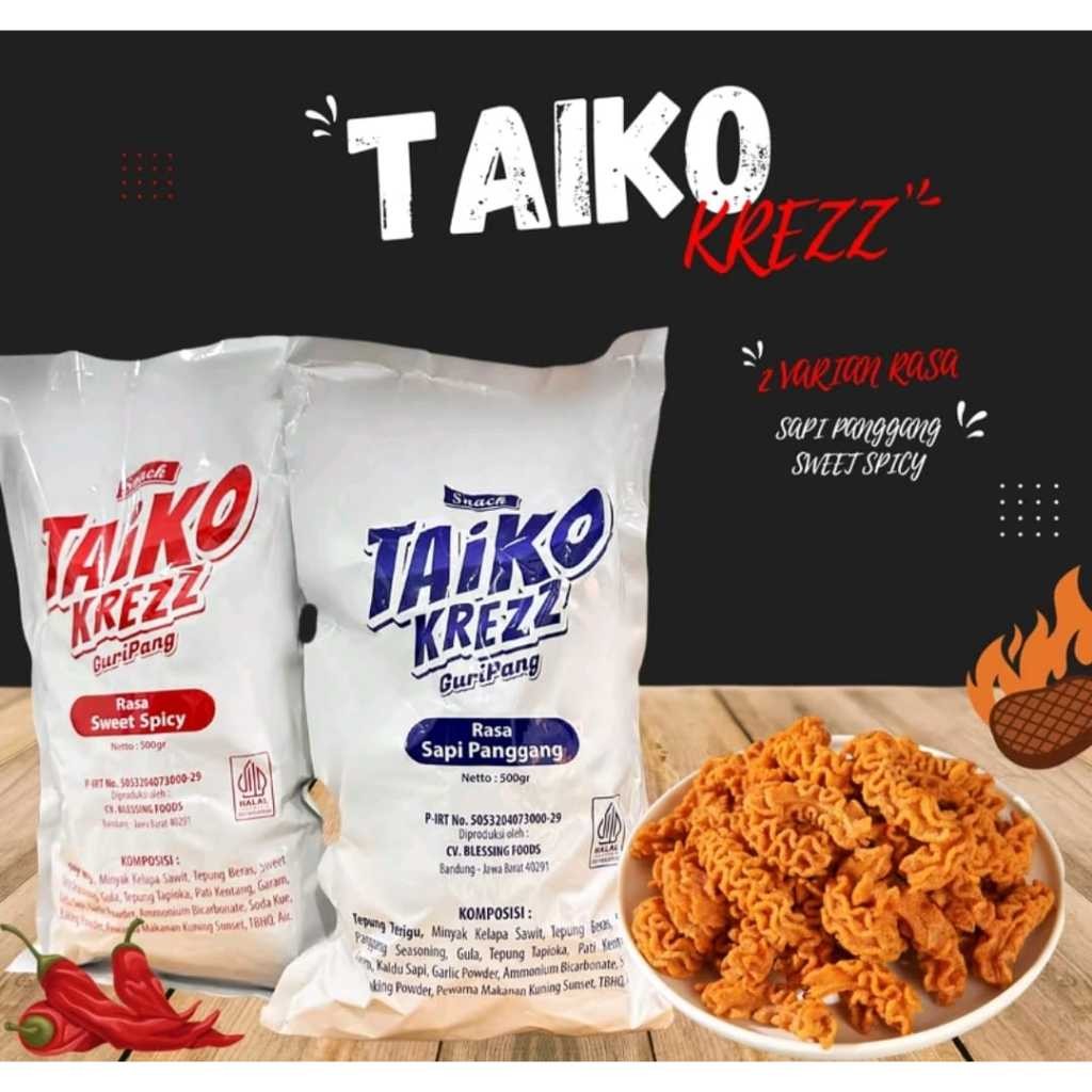 

viral.shop8 TAIKO KREZZ GURIPANG 500g/1000g keripik gurita octopus roasted Snack camilan makanan renyah lezat gurih pedas manis/ makanan kembung/ puffed, chips rasa sapi panggang dan sweet Spicy
