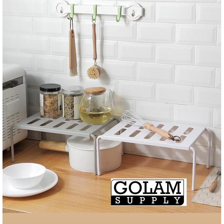 rak adjustable rak serbaguna rak satu level rak plastik rak dapur - Putih