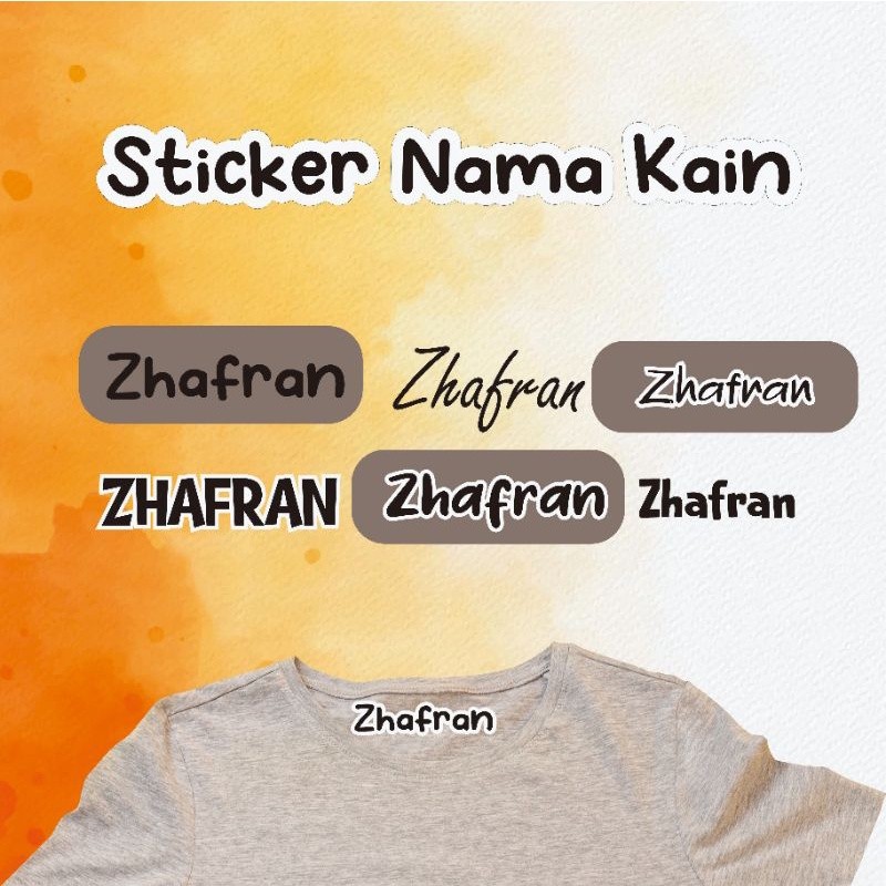 

Stiker Kain Nama Custom A4 ISI 60pcs Stiker Nama Baju