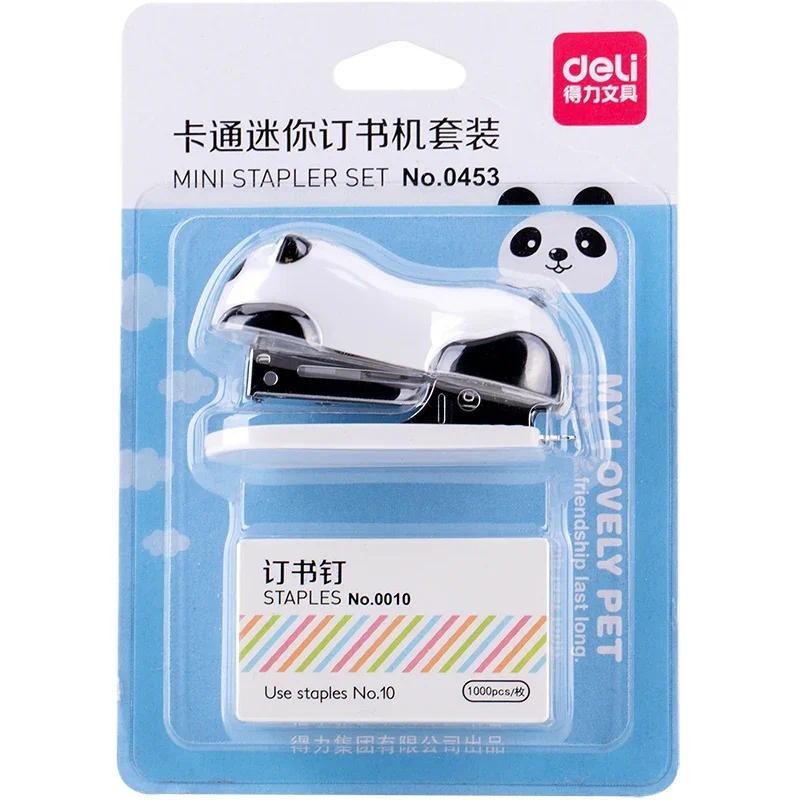 

DELI Cartoon Mini Stapler Set Stapling Machine With 1000 pcs No.10 Staples Office School Binding Supplies Manual Cute Staplers