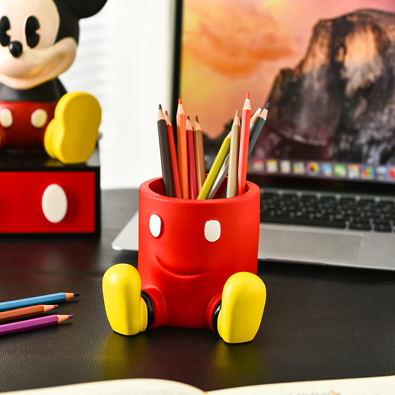 

Miniso Cartoon Mickey Pen Holder Series Cute Desk Ornament Large Capacity Student Office Stationery Storage Pen Holder