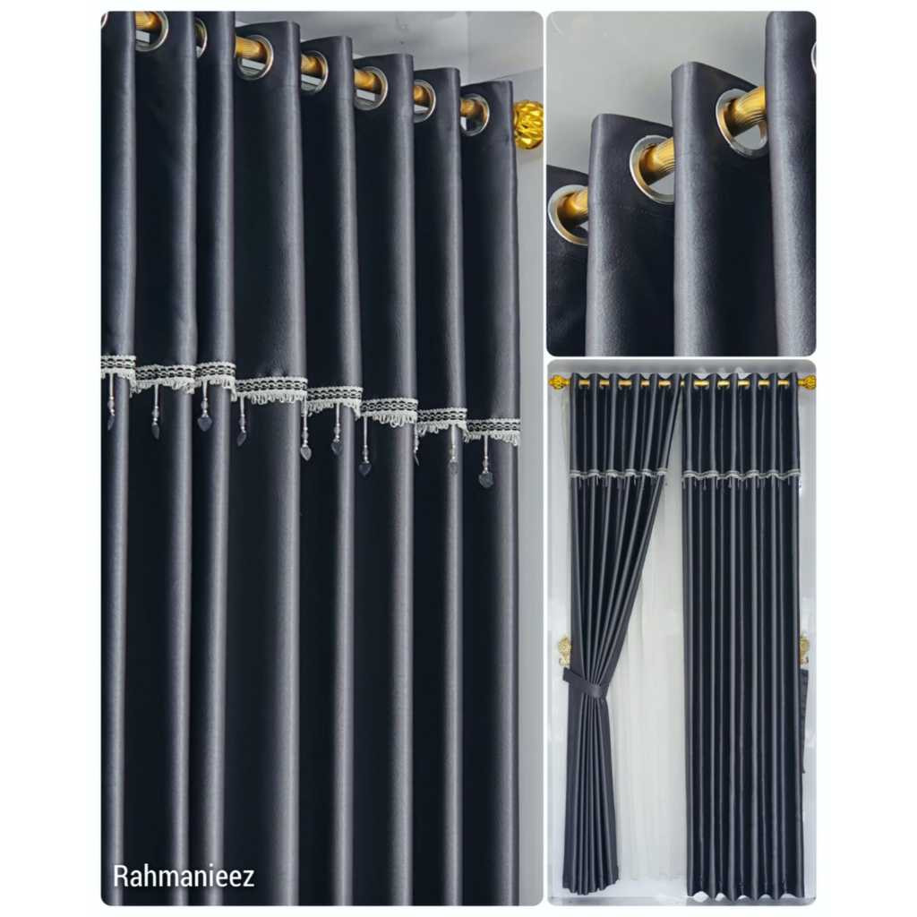 Gorden Tirai Blackout Jendela Poni Polos Glossy Minimalis Aesthetic Mewah Pintu Kamar Tidur