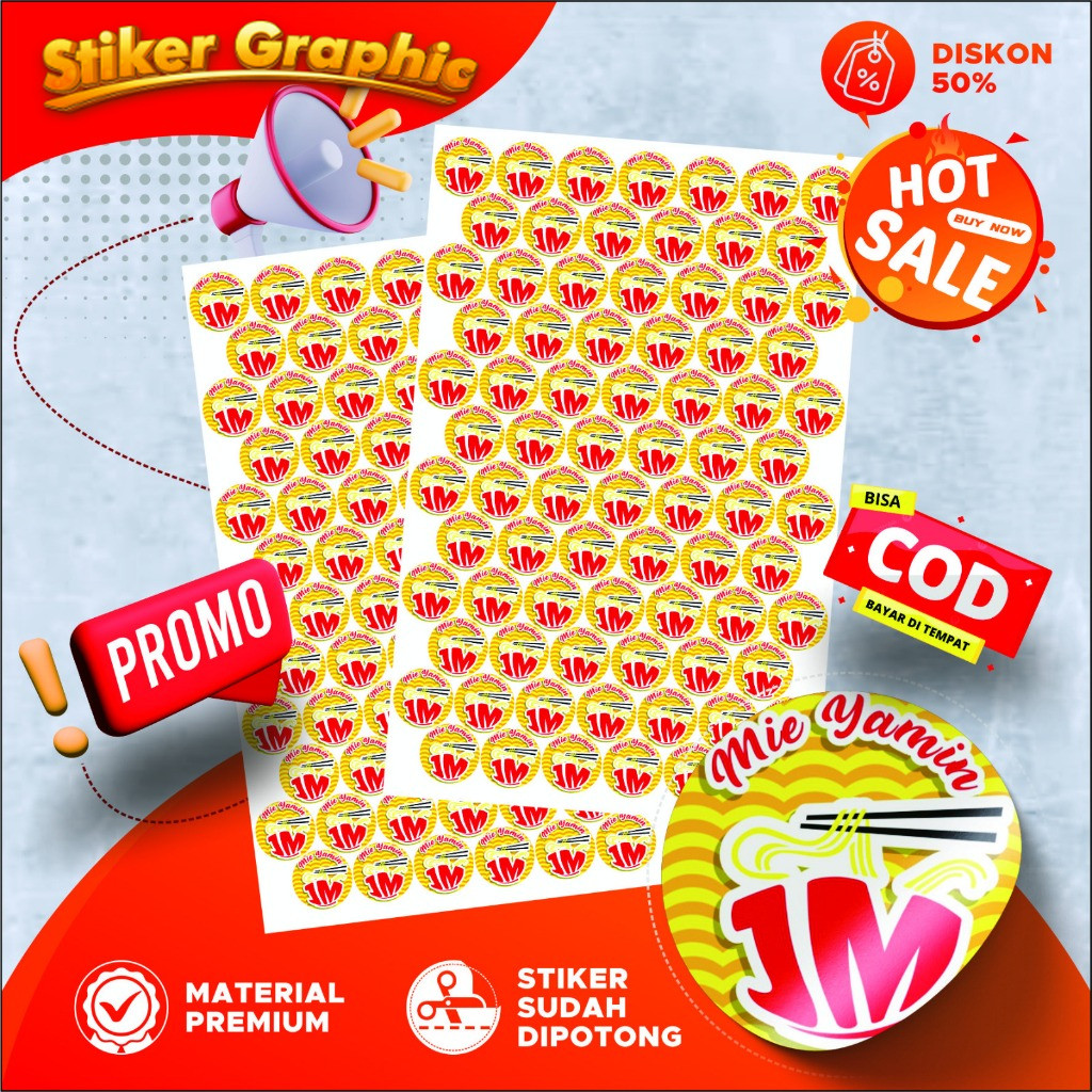 

Cetak Custom Stiker Label Makanan Minuman Olshop Logo + Potong | Print Sticker A3