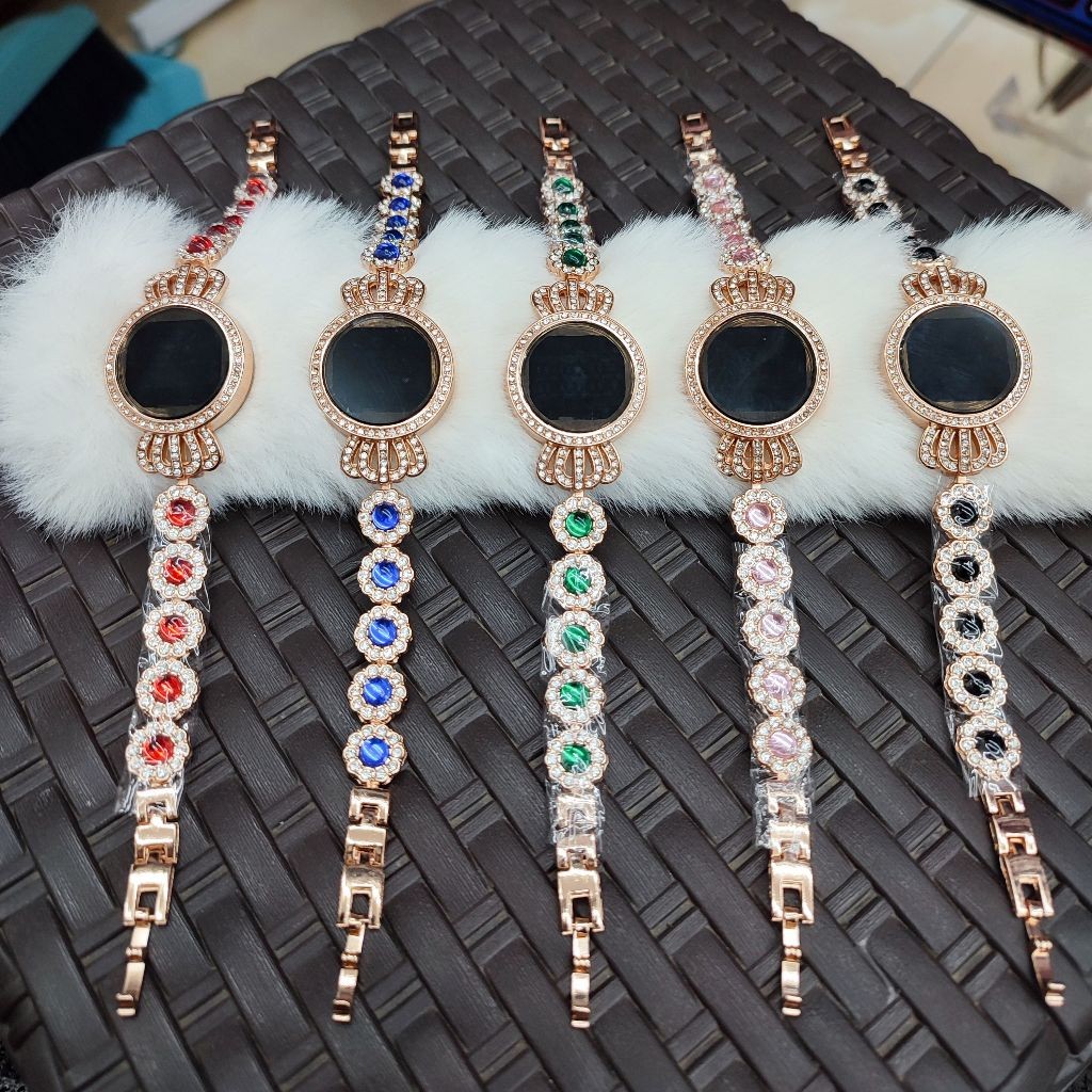 BJY0032 Jam Tangan LED Touch Watch Bulat Permata / Jam Tangan Wanita Fashion Elegan Full Diamond