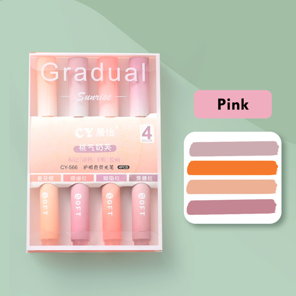 

4pcs/set Pastel Color Macaron Highlighter Pen Marker Pens Fluorescent Pen Drawing Highlighters Cute Stationery School Supplies