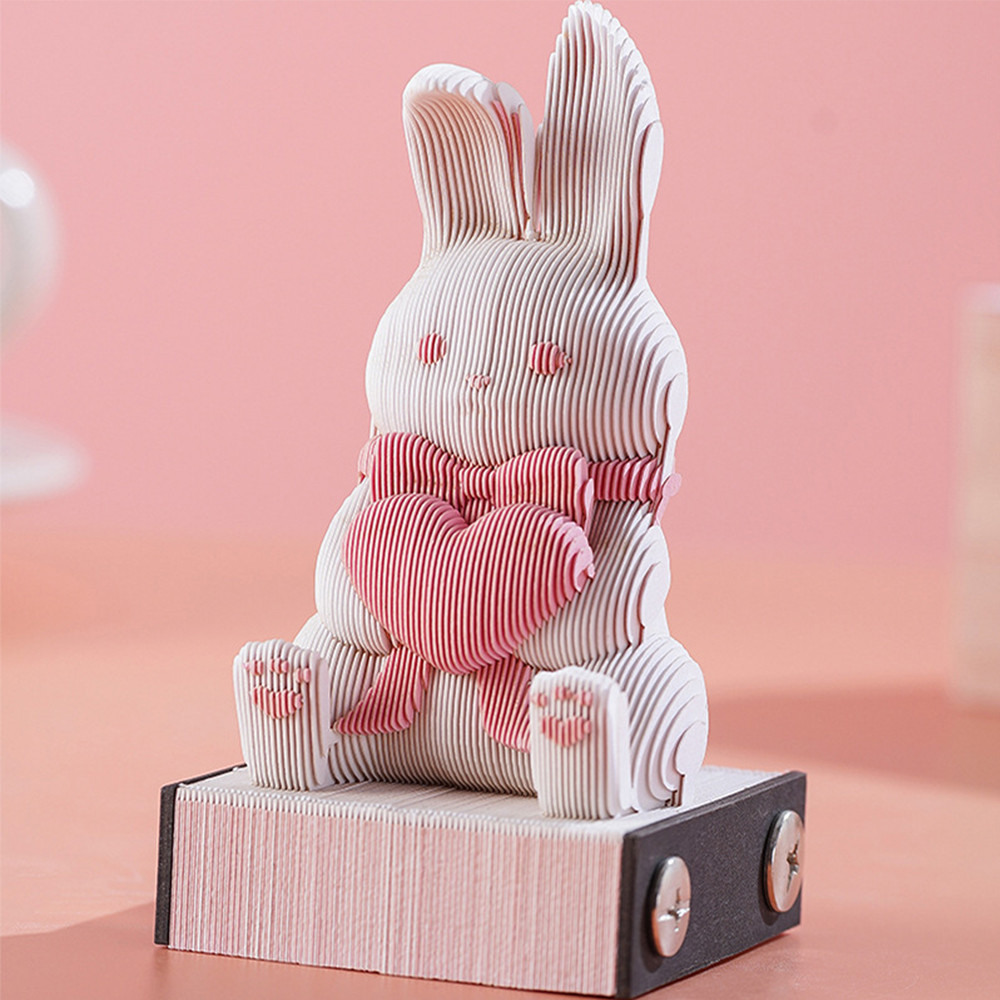 

3d Calendar 2024 Cute Rabbit Memo Pad Notes Notepad Desk Calendar Birthday Gift For Girl Panda Paper Sculpture Art Decoration
