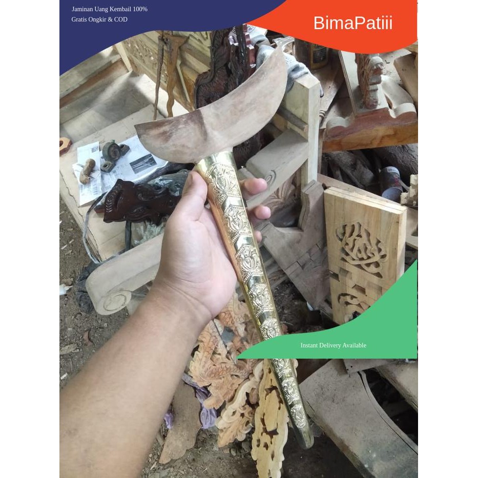 warangka wulan tumunggal sudah dipasang pendok kuningan tebal garap alus dari kayu sawo gratis stel 