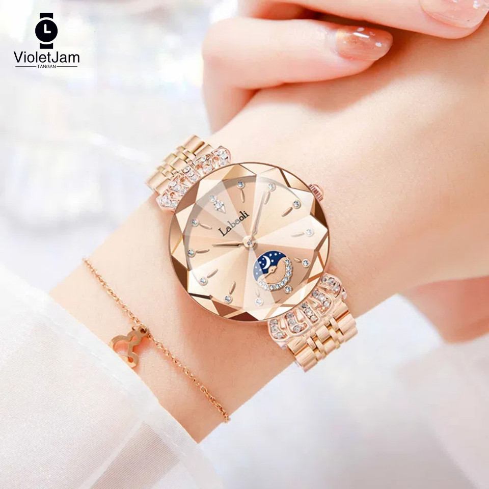 Jam Tangan Wanita Original Anti Air Tali Berlian Stainless Steel Jam Kuarsa Santai Mewah Jam Tangan 