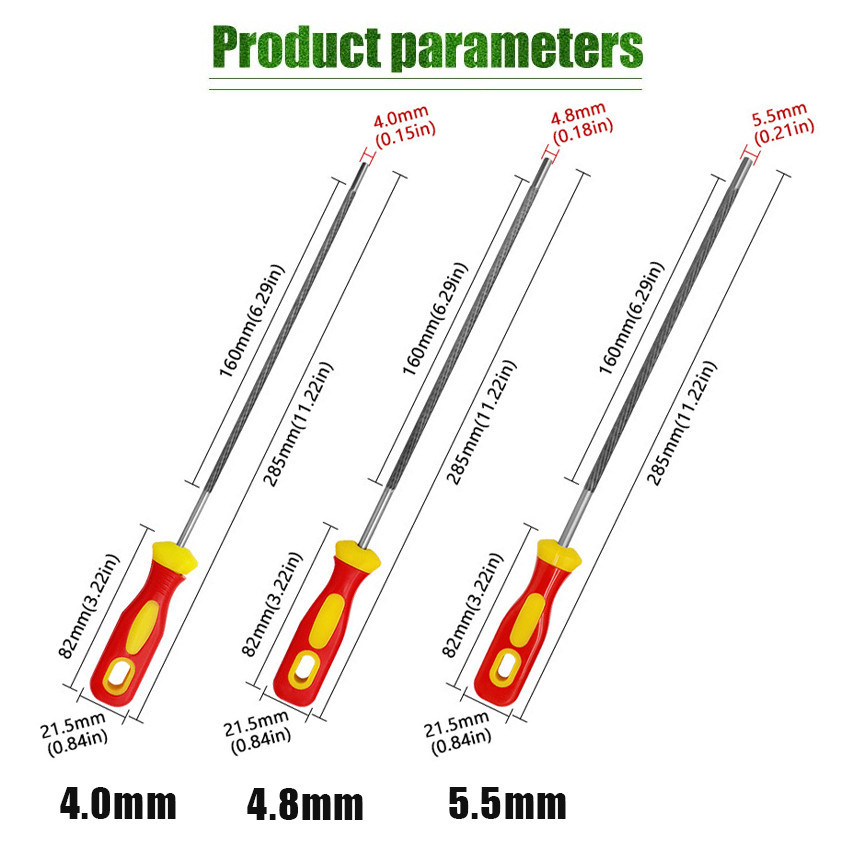 3Pcs Alat Kikir Gergaji Rantai Set Kikir Besi Steel File Set / Alat Kikir Besi Gergaji Kikir Baja