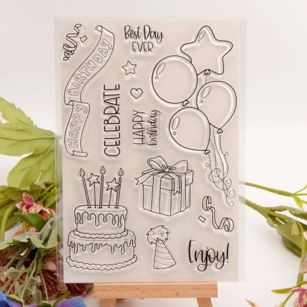 

Birthday Cake Clear Stamps Transparent Silicone Seal for DIY Scrapbooking Card Making Photo Album Decoration Crafts Supplies