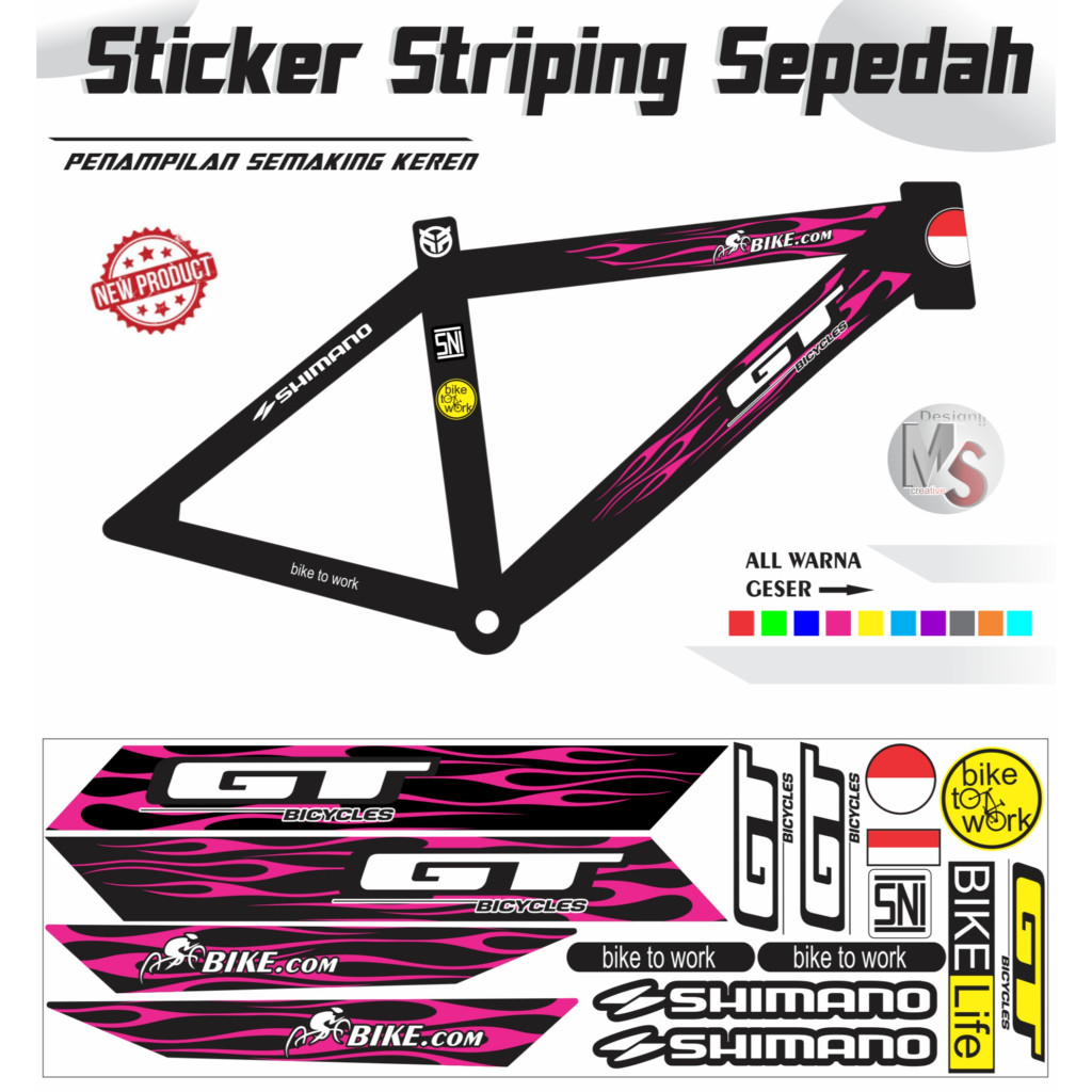Striping Variasi Bike Stiker Sepeda Set GT EXTRIME STILE Y63 STICKER