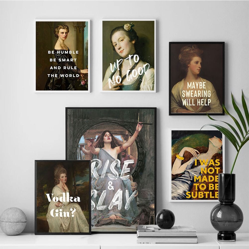 

Vintage Noble Girl Canvas Painting Wall Art Posters Abstract Feminist Portrait For Living Room Home Decor Gift